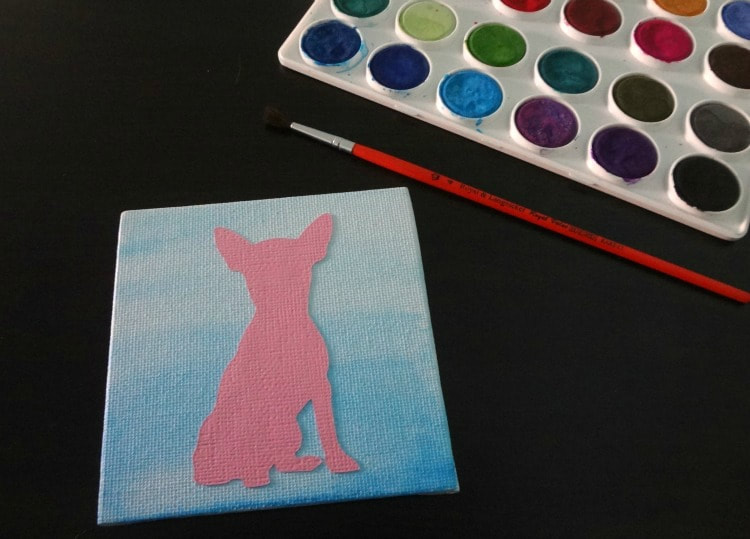 Watercolor canvas dog silhouette easy art DIY