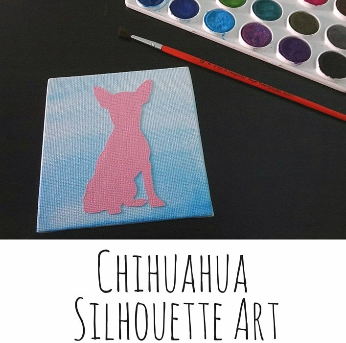 Silhouette chihuahua art with watercolor background - so easy no one will guess that it takes NO artistic talent to make!