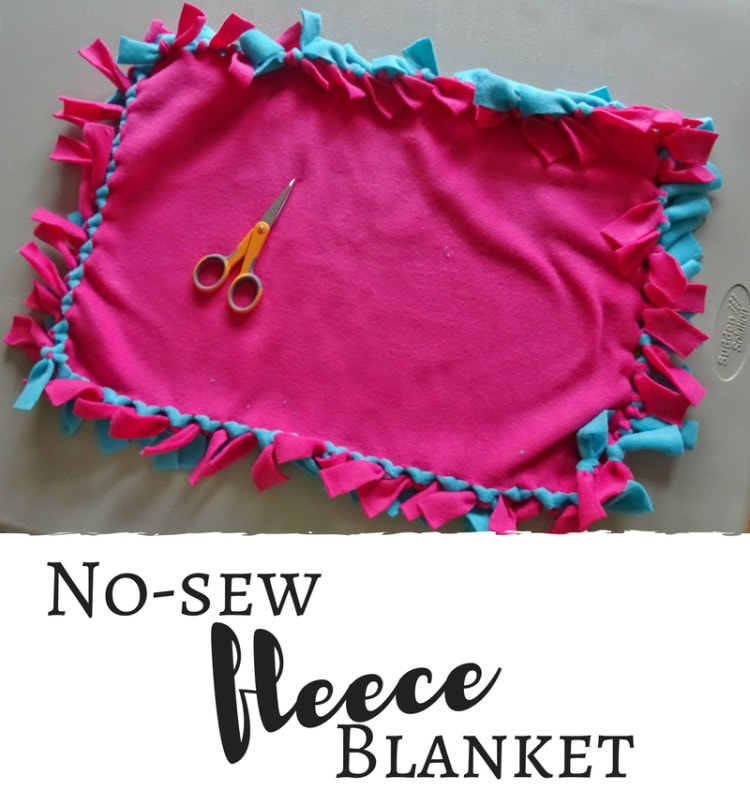 No-sew fleece blanket great for gifting or donating. Less bulky!